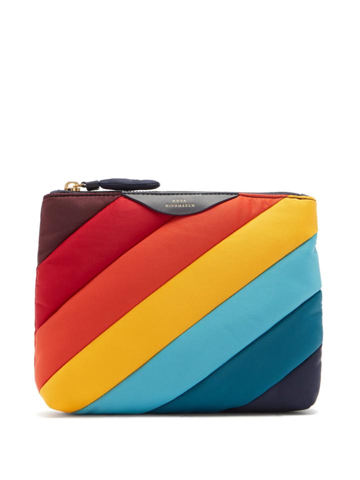 Anya Hindmarch Rainbow-striped Nylon Pouch