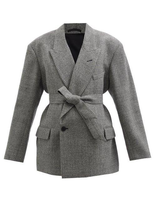 Raey - Exaggerated-shoulder Wool-blend Suit Jacket - Womens - Grey Multi