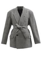 Raey - Exaggerated-shoulder Wool-blend Suit Jacket - Womens - Grey Multi