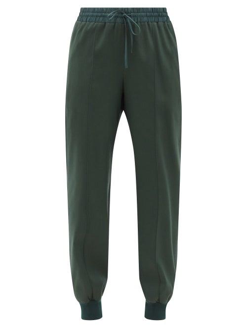 Ladies Rtw Jil Sander - Pintuck Wool-gabardine Track Pants - Womens - Dark Green