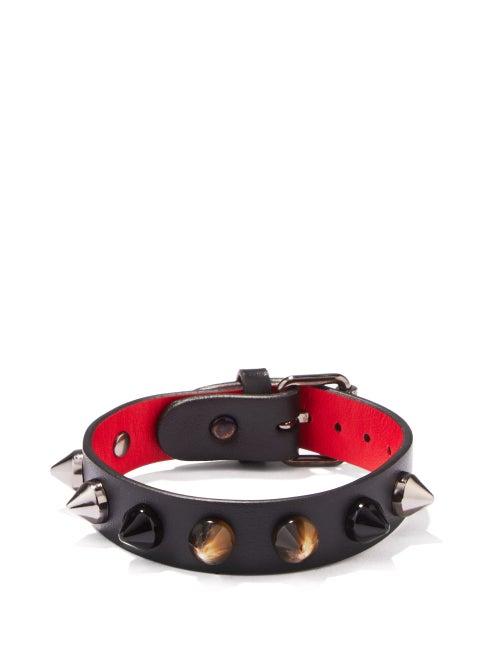 Christian Louboutin - Loubilink Spike Leather Bracelet - Mens - Black