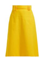 Matchesfashion.com Carolina Herrera - High Waist Twill Midi Skirt - Womens - Yellow