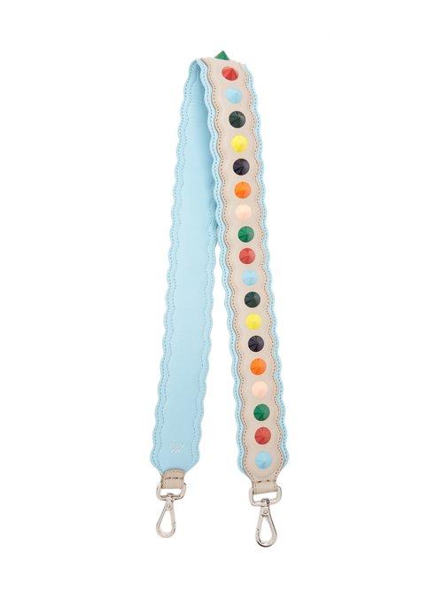 Matchesfashion.com Fendi - Strap You Spike Embellished Leather Bag Strap - Womens - Grey Multi