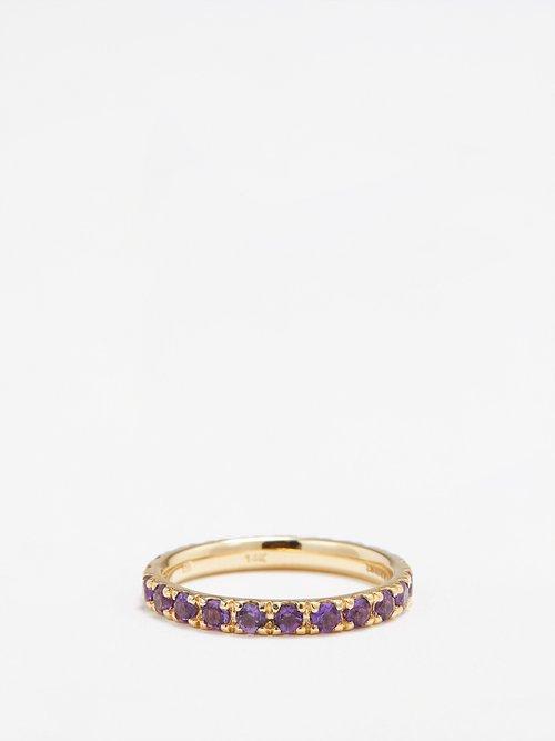 Sydney Evan - Amethyst & 14kt Gold Eternity Ring - Womens - Purple Multi
