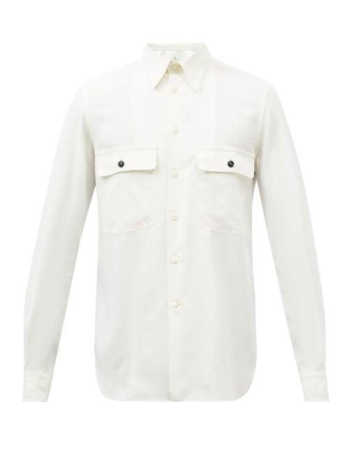 L.e.j - Everyday Flap Pocket Washed-silk Shirt - Mens - Cream