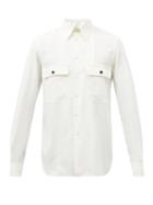 L.e.j - Everyday Flap Pocket Washed-silk Shirt - Mens - Cream