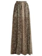 Elie Saab Python Print Chiffon Maxi Skirt