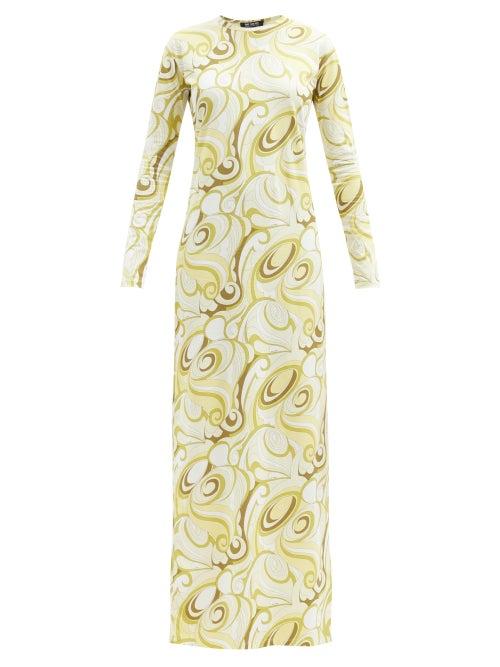 Matchesfashion.com Raf Simons - Swirl-print Jersey Maxi Dress - Womens - Yellow