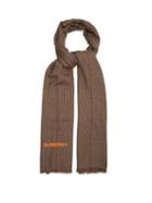 Matchesfashion.com Burberry - Logo-embroidered Houndstooth-check Cashmere Scarf - Womens - Brown Multi