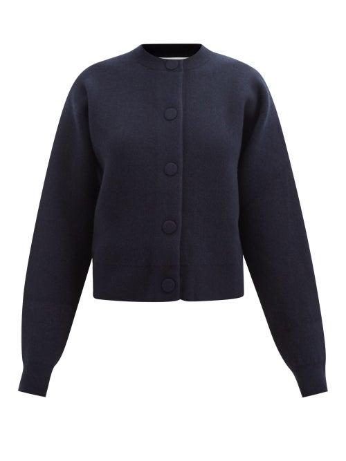 Jil Sander - Round-neck Wool-blend Cardigan - Womens - Navy