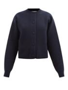 Jil Sander - Round-neck Wool-blend Cardigan - Womens - Navy