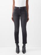 Frame - Le High Straight-leg Jeans - Womens - Dark Grey