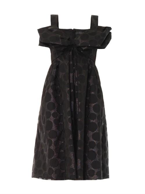 Giles Polka-dot Jacquard Bow Dress