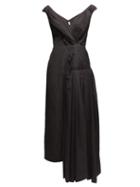 Matchesfashion.com Marni - Pleated Off-shoulder Cotton-crepe Dress - Womens - Black