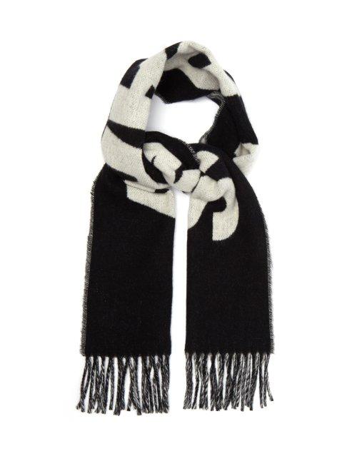 Matchesfashion.com Ami - Logo Wool Blend Scarf - Mens - Black White