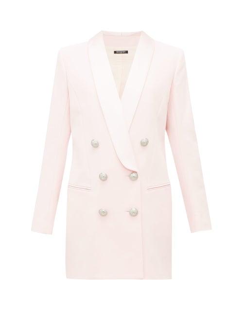 Matchesfashion.com Balmain - Double Breasted Crepe Blazer Dress - Womens - Light Pink