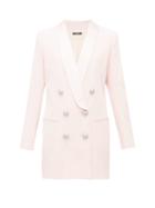 Matchesfashion.com Balmain - Double Breasted Crepe Blazer Dress - Womens - Light Pink
