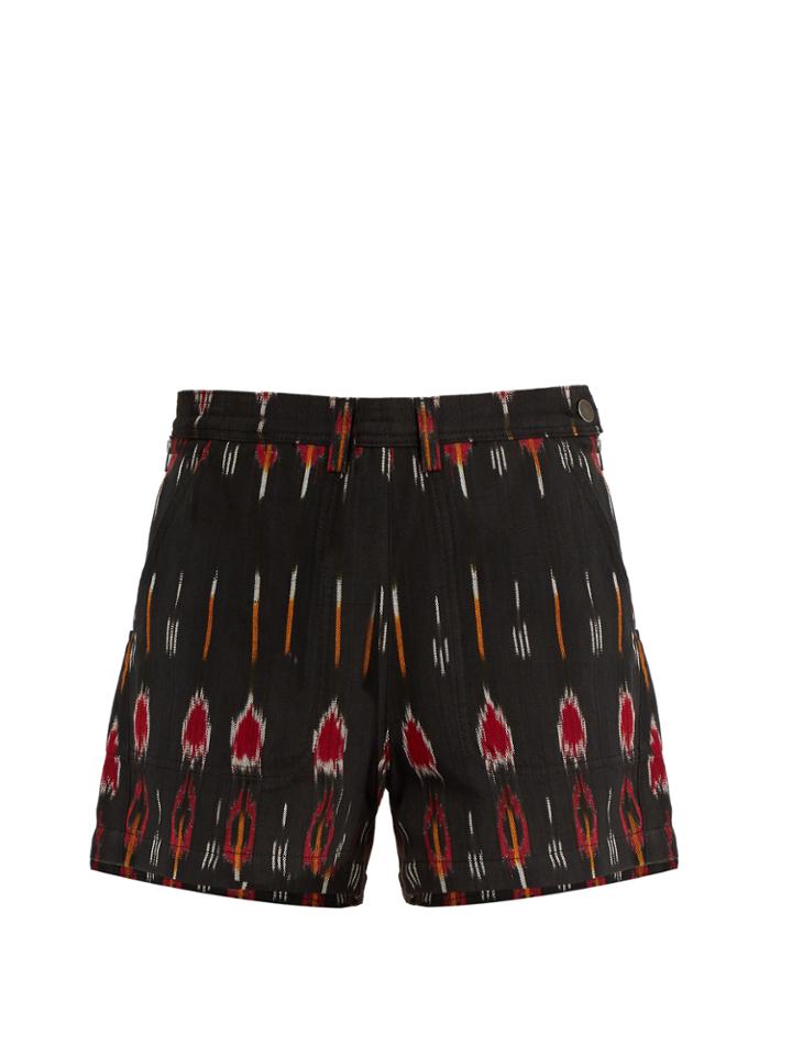 Rachel Comey Plateau Flame-ikat Mid-rise Cotton Shorts
