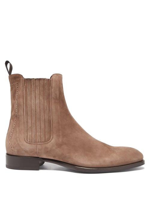 Brioni - Suede Chelsea Boots - Mens - Dark Brown