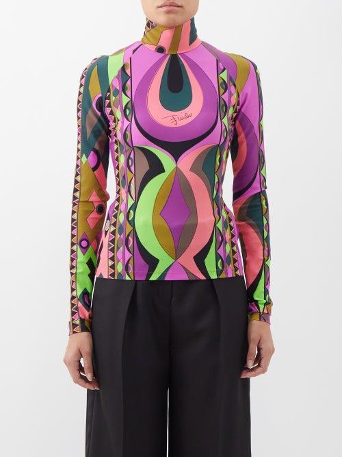Pucci - Rhombi-print Stretch-jersey Top - Womens - Multi