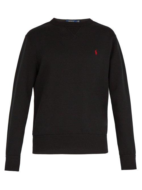 Matchesfashion.com Polo Ralph Lauren - Logo Embroidered Cotton Blend Sweatshirt - Mens - Black