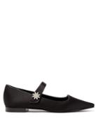 Matchesfashion.com Fabrizio Viti - Davis Crystal-daisy Satin Mary-jane Flats - Womens - Black