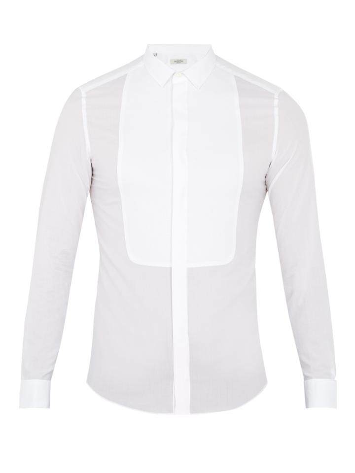 Valentino Double-cuff Bib-front Cotton Shirt