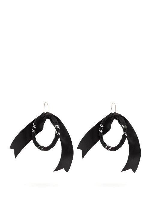 Matchesfashion.com Balenciaga - Silk Twill Hoop Earrings - Womens - Black