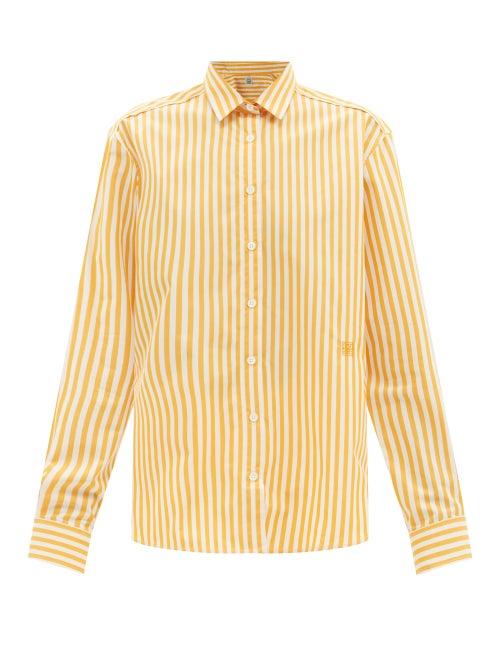 Totme - Logo-embroidered Striped Cotton-poplin Shirt - Womens - Orange White