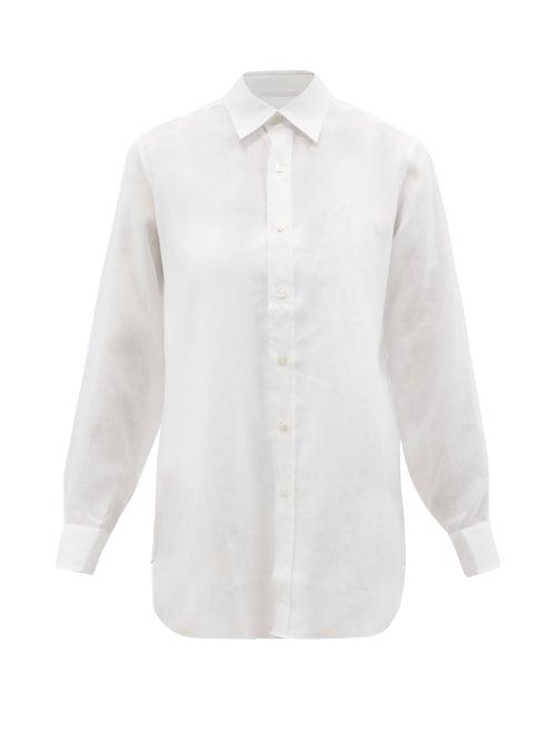 Charvet - Point-collar Linen Nightshirt - Womens - White