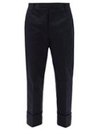 Matchesfashion.com Thom Browne - Tricolour-trim Cotton Straight-leg Trousers - Mens - Navy