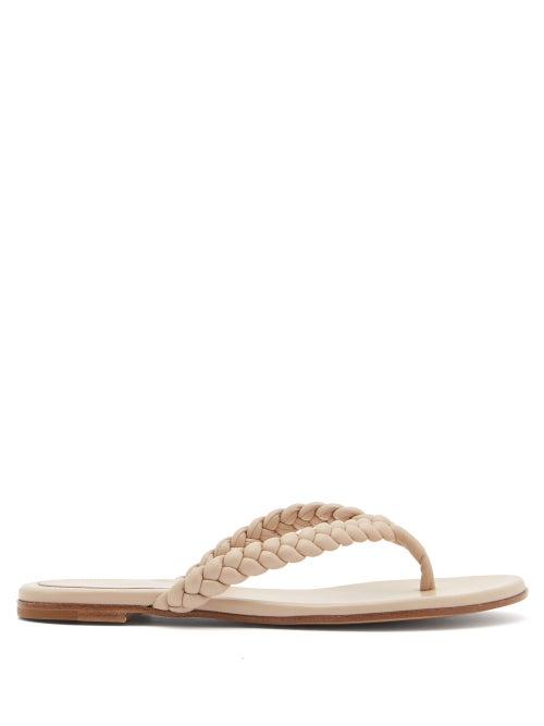 Matchesfashion.com Gianvito Rossi - Braided Leather Flip Flops - Womens - Beige