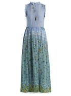 Matchesfashion.com Redvalentino - Floral Print Silk Dress - Womens - Blue Multi