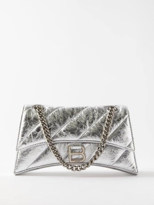Balenciaga - Crush S Quilted Creased-leather Shoulder Bag - Womens - Silver