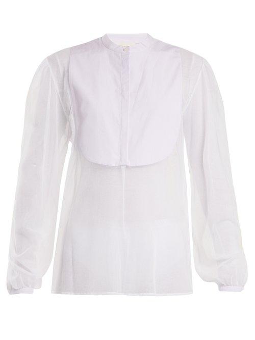 Matchesfashion.com Isa Arfen - Striped Bib Tulle Shirt - Womens - White Multi