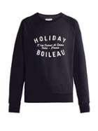 Matchesfashion.com Holiday Boileau - Logo Print Cotton Sweatshirt - Womens - Navy