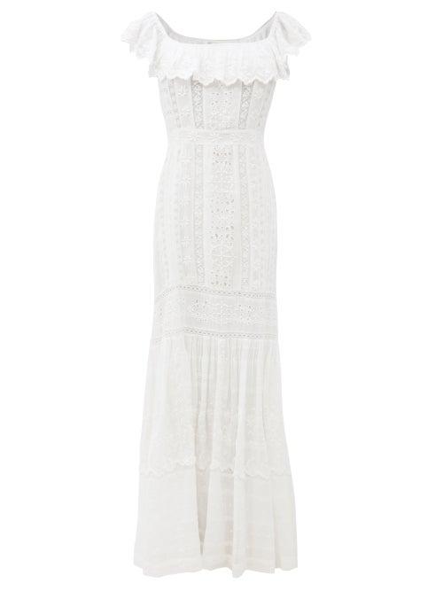 Matchesfashion.com Loveshackfancy - Niko Broderie-anglaise Cotton-voile Dress - Womens - White
