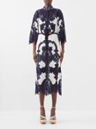 Zimmermann - Tiggy Lace And Linen Shirt Dress - Womens - Ivory Navy