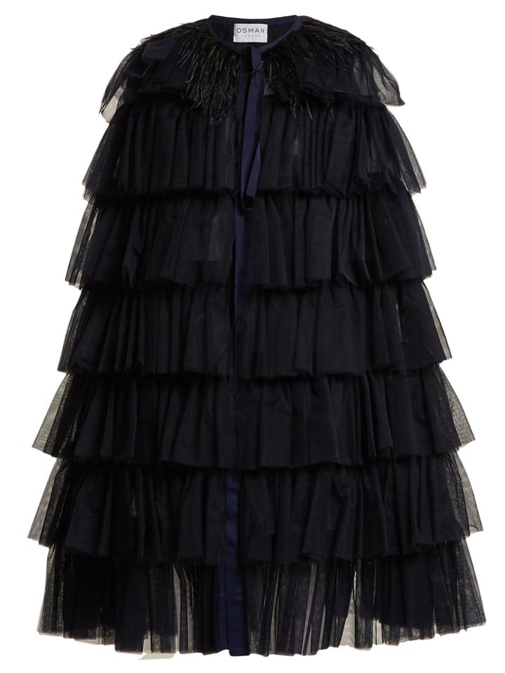 Osman Valeria Ostrich-feather Trimmed Cape