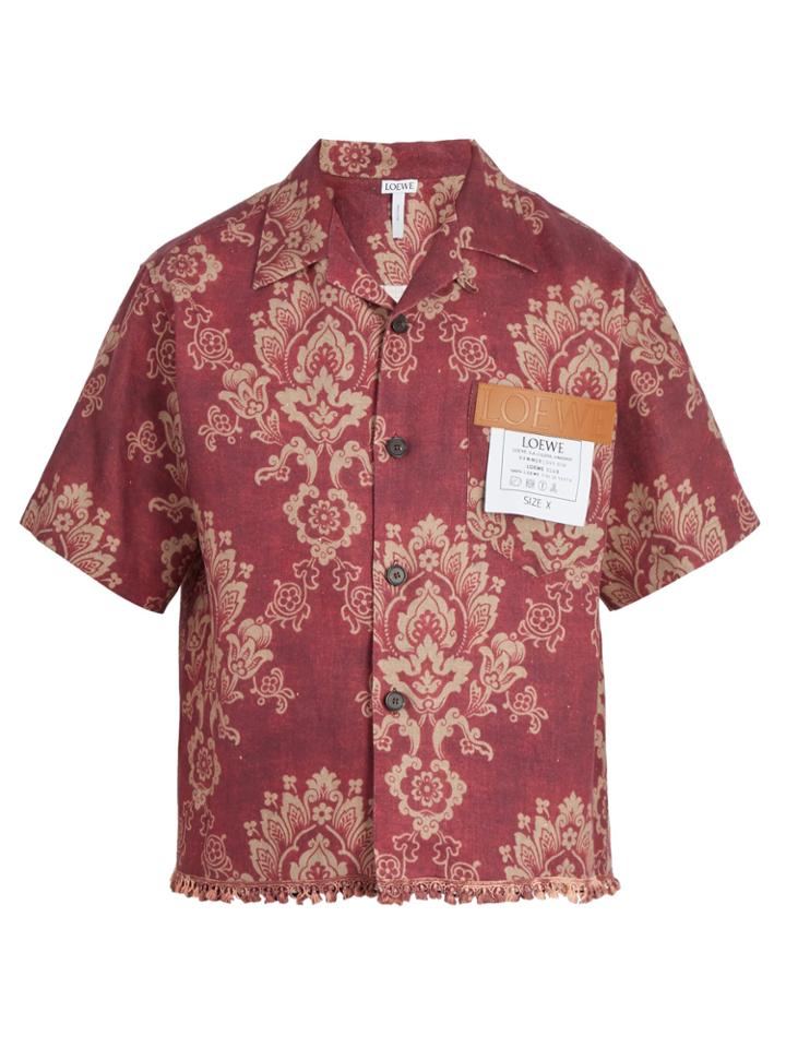 Loewe Tassel-trimmed Baroque-print Linen Shirt