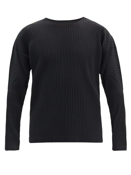 Matchesfashion.com Homme Pliss Issey Miyake - Technical-pleated Long-sleeved T-shirt - Mens - Black