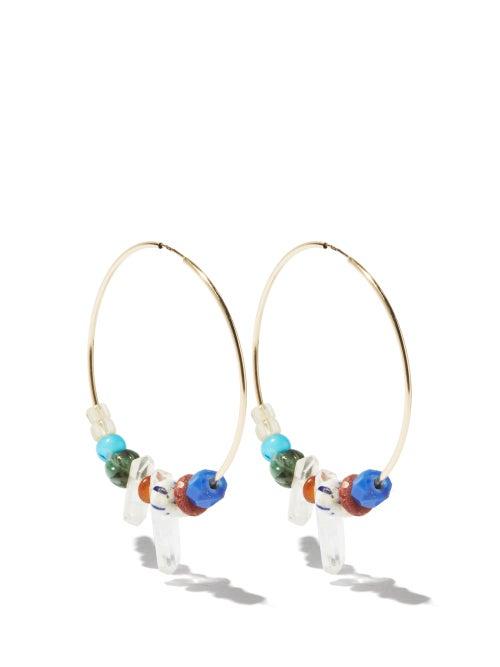 Musa By Bobbie - Emerald, Ruby & 14kt Gold-filled Hoop Earrings - Womens - Multi