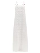Matchesfashion.com Adriana Degreas - Coquillage Checked Fil Coup Silk Blend Dress - Womens - White