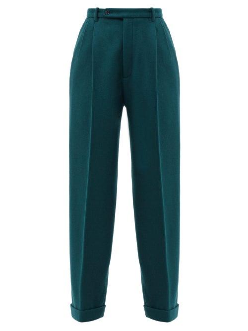 Matchesfashion.com Gucci - High-rise Wool Wide-leg Trousers - Womens - Dark Green