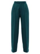 Matchesfashion.com Gucci - High-rise Wool Wide-leg Trousers - Womens - Dark Green