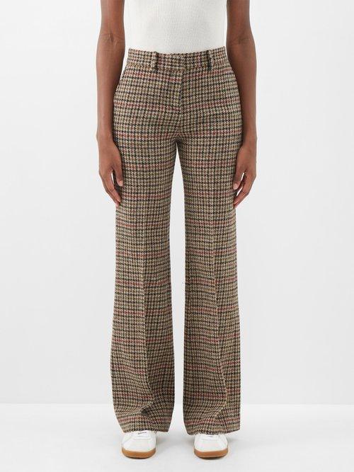 Bella Freud - Slim Kim Wool-tweed Flared Trousers - Womens - Beige Multi