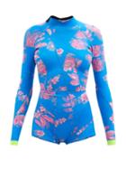 Cynthia Rowley - Bowie Floral-print High-neck Wetsuit - Womens - Blue Floral
