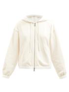 Moncler - Shell-trimmed Jersey Hooded Sweatshirt - Womens - Ivory