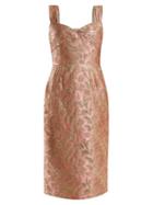 Matchesfashion.com Prada - Sweetheart Neck Floral Brocade Dress - Womens - Light Pink
