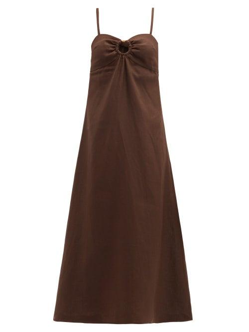 Matchesfashion.com Belize - Hiva Tie Back Linen Dress - Womens - Brown